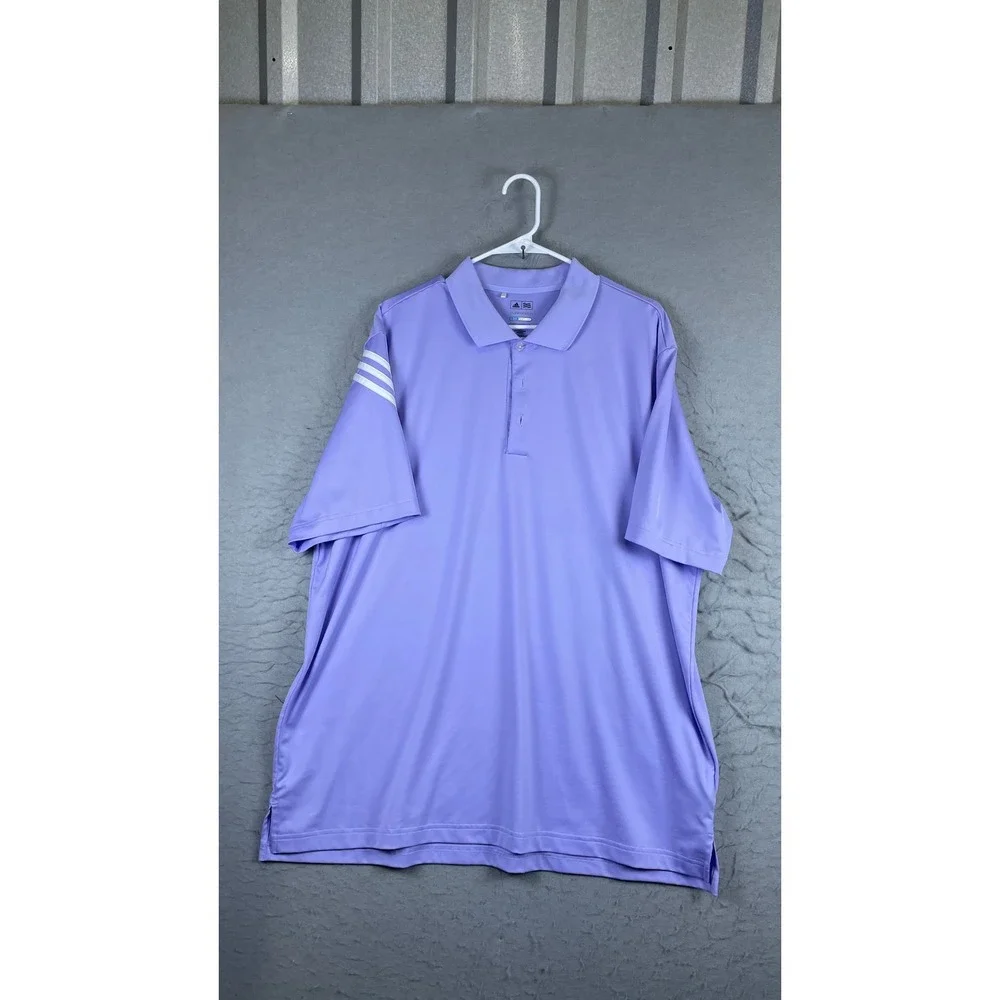 Adidas Polo Shirt Mens XL Purple Excellent Puremotion Coolmax 3-Stripe Golf